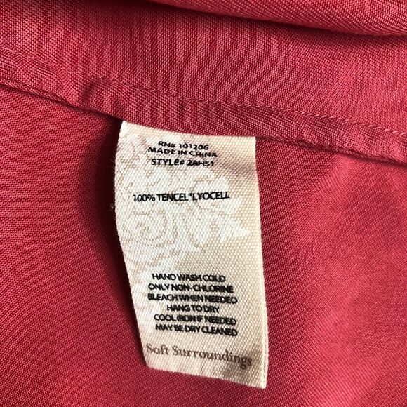 Soft Surroundings Top Womens XS Pink Asymmetrical Washed Tunic Lagenlook Blouse - Picture 8 of 16